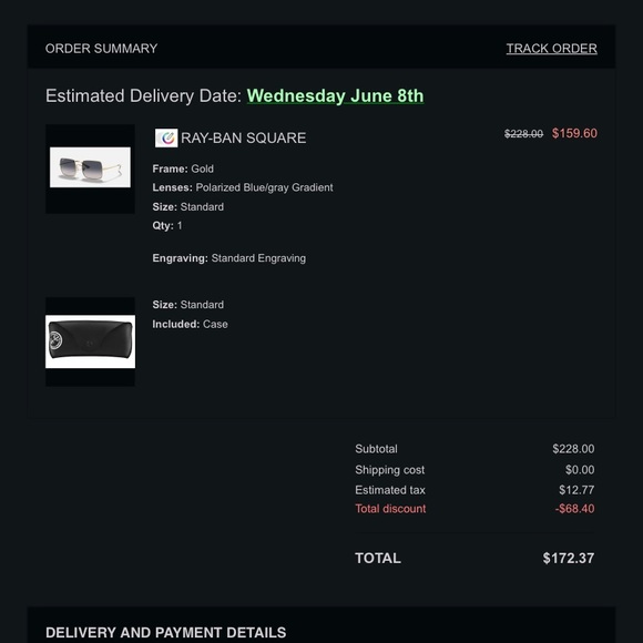 Square gold blue lens gradient authentic Ray-Ban - Picture 5 of 7